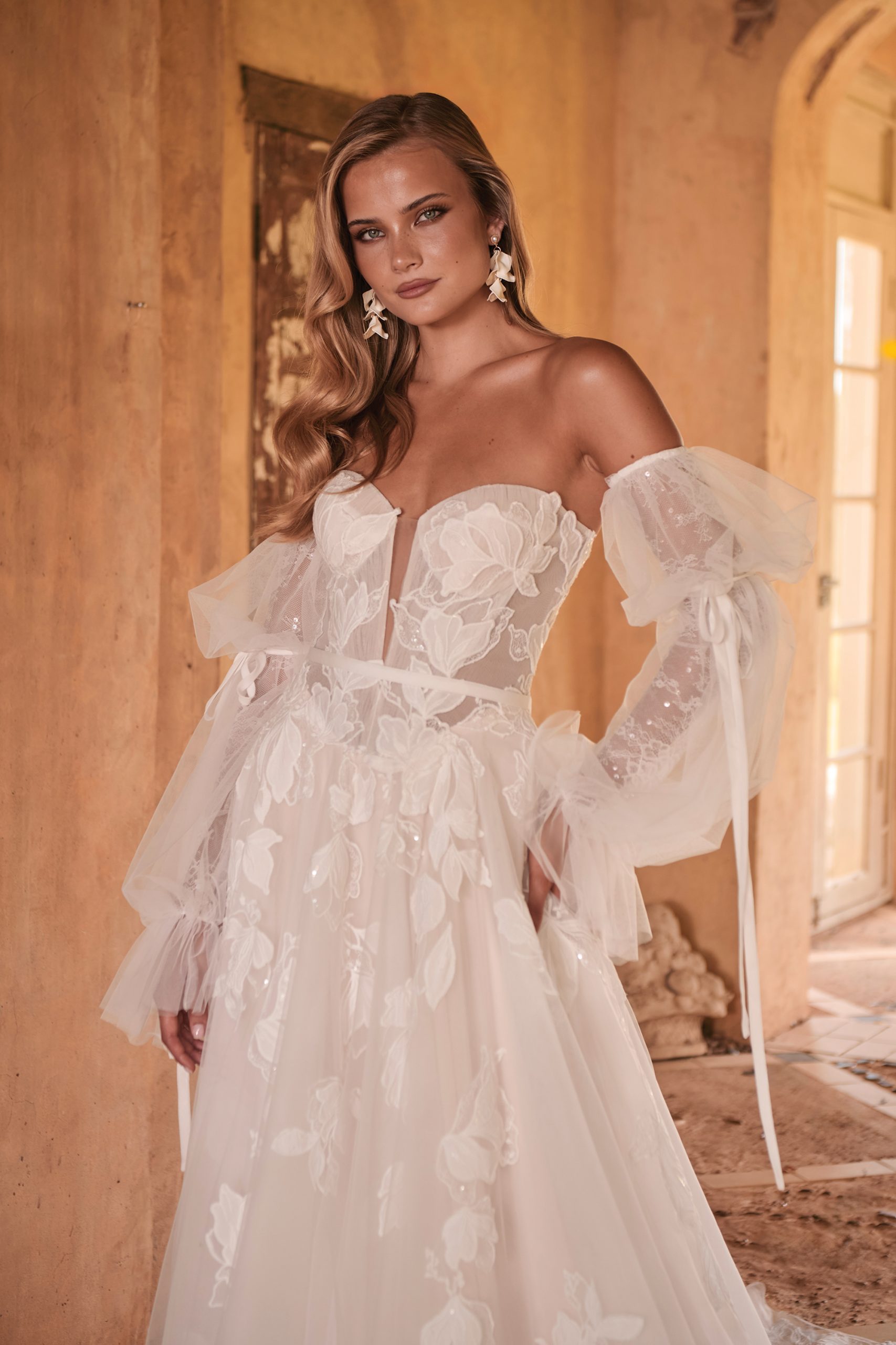 WALKER Madi Lane Bridal - wedding dress made from lace floral motifs